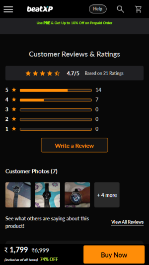 Product detail page scrolled down