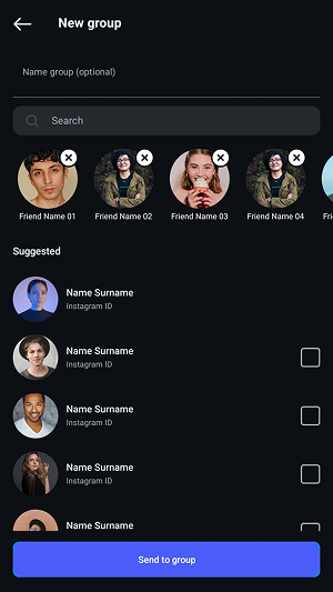 The accidental group creation screen