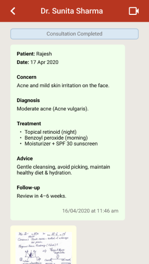 Diagnosis and management plan screen