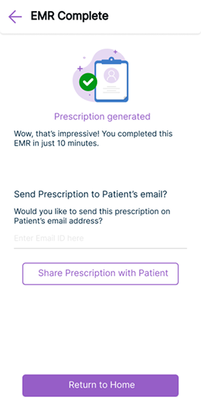 Auto-generated prescription screen