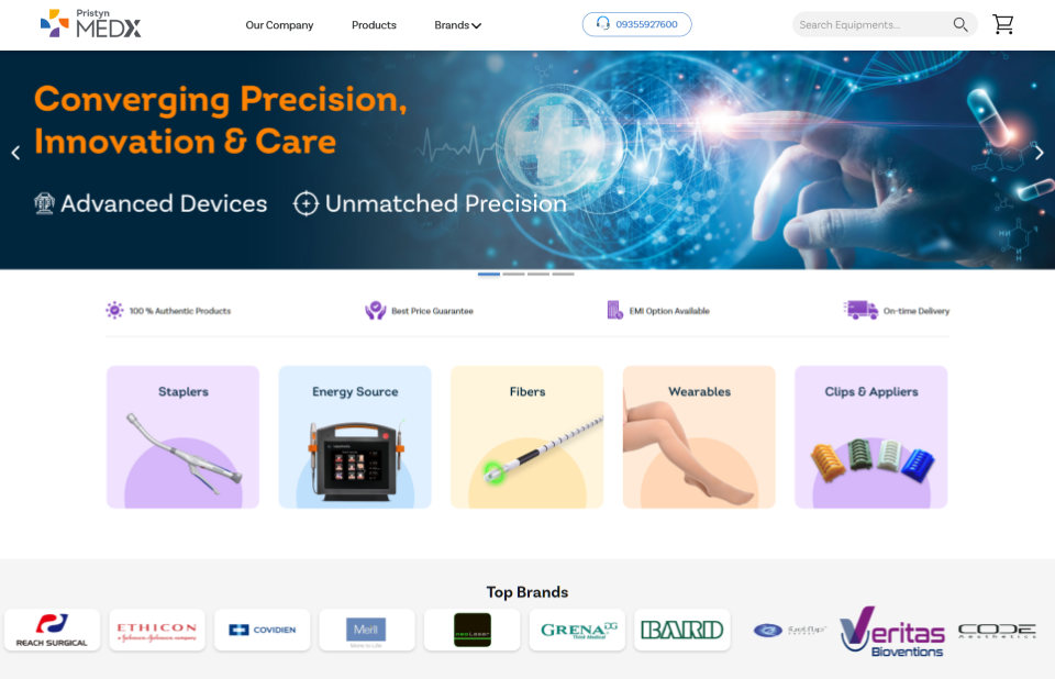 Pristyn MedX homepage