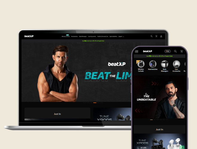 BeatXP website redesign screens
