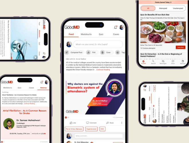 Lybrate GoodMD doctor community app screens