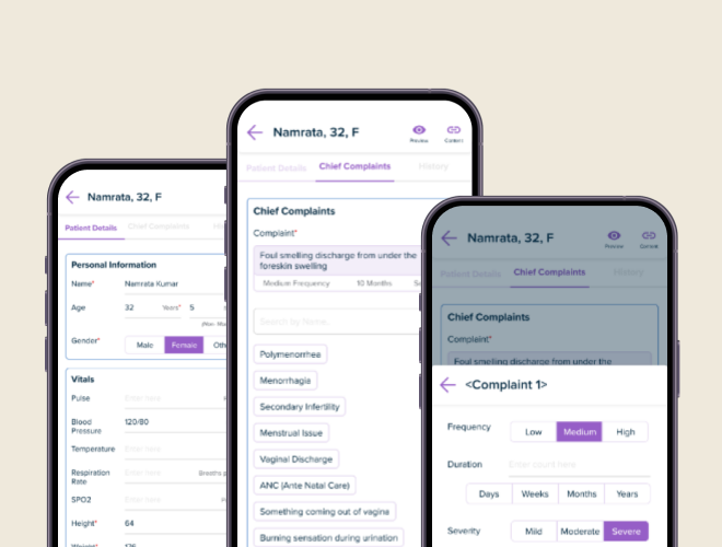 Pristyn Care EMR system screens